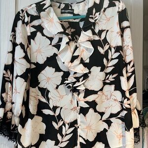 Karl Lagerfeld Black Floral Women's Top